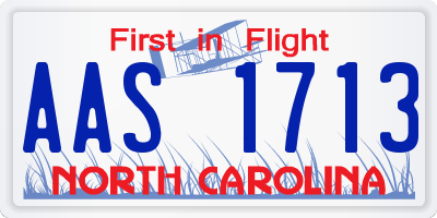 NC license plate AAS1713
