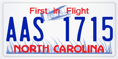 NC license plate AAS1715
