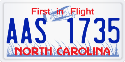 NC license plate AAS1735