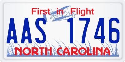 NC license plate AAS1746