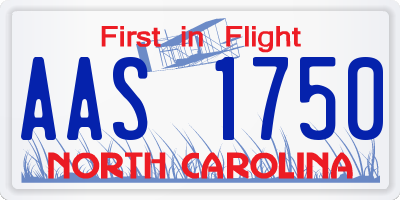 NC license plate AAS1750
