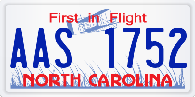 NC license plate AAS1752