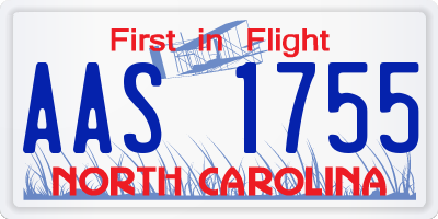 NC license plate AAS1755