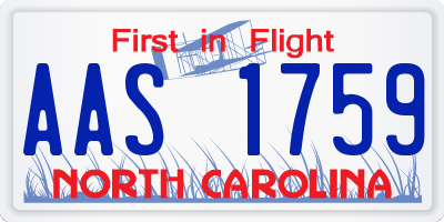 NC license plate AAS1759