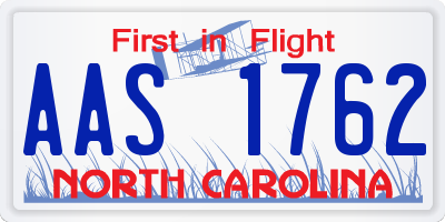 NC license plate AAS1762
