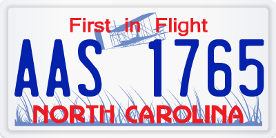NC license plate AAS1765