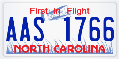 NC license plate AAS1766