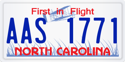 NC license plate AAS1771