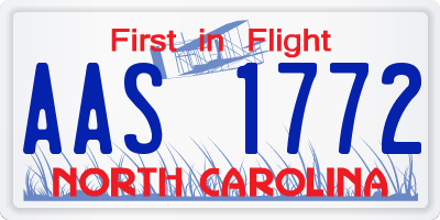 NC license plate AAS1772