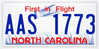 NC license plate AAS1773