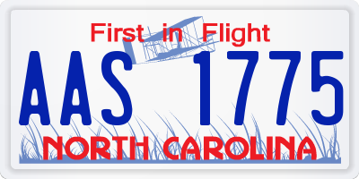 NC license plate AAS1775