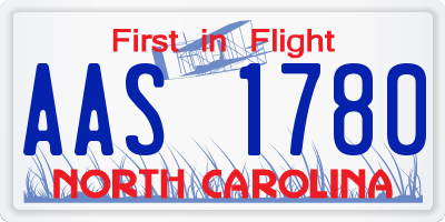NC license plate AAS1780