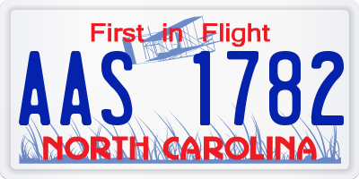 NC license plate AAS1782
