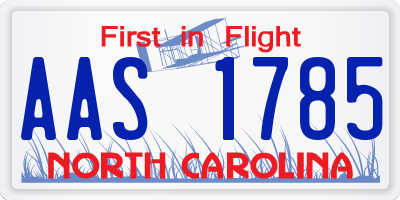 NC license plate AAS1785