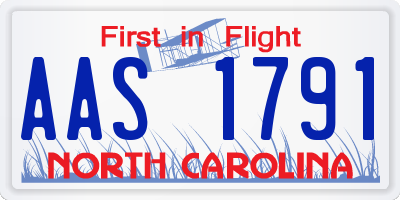 NC license plate AAS1791