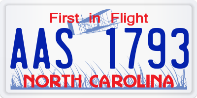 NC license plate AAS1793