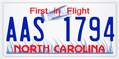 NC license plate AAS1794