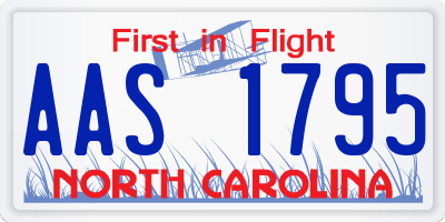 NC license plate AAS1795