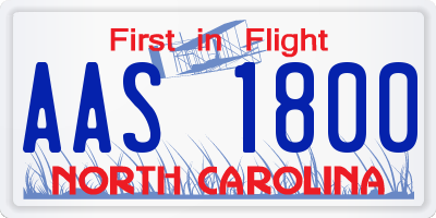 NC license plate AAS1800