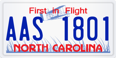 NC license plate AAS1801