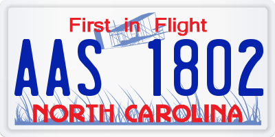 NC license plate AAS1802
