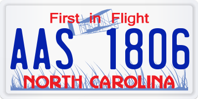 NC license plate AAS1806