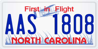 NC license plate AAS1808