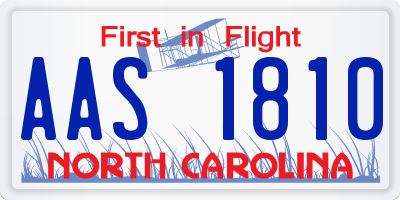 NC license plate AAS1810