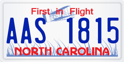 NC license plate AAS1815