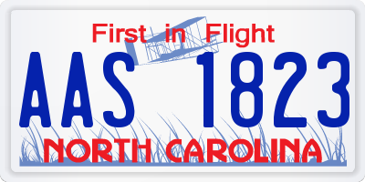 NC license plate AAS1823