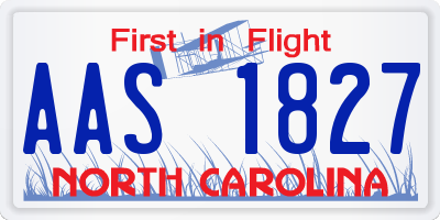 NC license plate AAS1827
