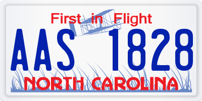 NC license plate AAS1828