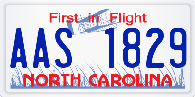 NC license plate AAS1829