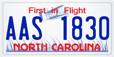 NC license plate AAS1830