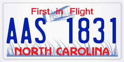 NC license plate AAS1831