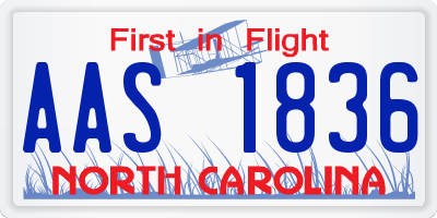 NC license plate AAS1836