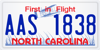 NC license plate AAS1838