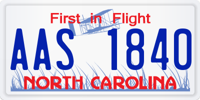 NC license plate AAS1840