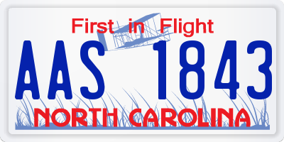 NC license plate AAS1843