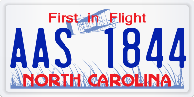 NC license plate AAS1844