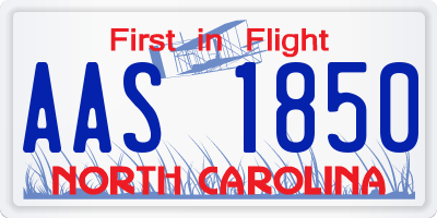 NC license plate AAS1850