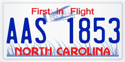 NC license plate AAS1853