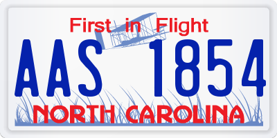 NC license plate AAS1854