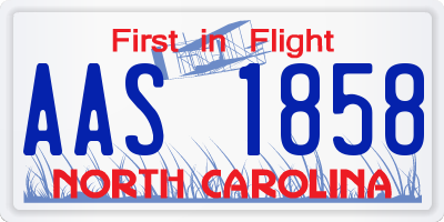 NC license plate AAS1858