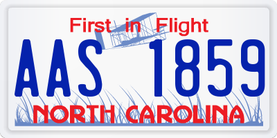 NC license plate AAS1859