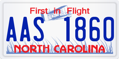 NC license plate AAS1860