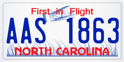 NC license plate AAS1863