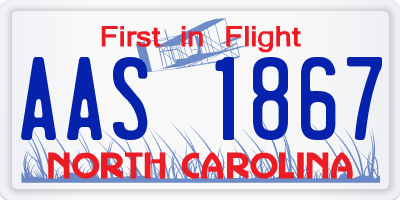 NC license plate AAS1867