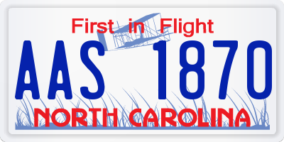 NC license plate AAS1870