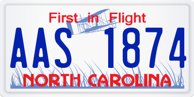 NC license plate AAS1874